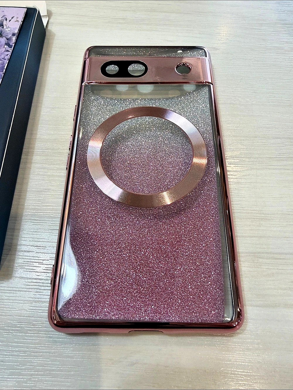 Google Pixel 7A Rose Gold Magnetic Glitter Case New